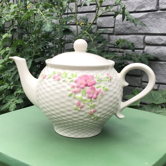 Vintage 1985 Teleflora Teapot Basketweave Flowers EUC - Picture 13 of 13